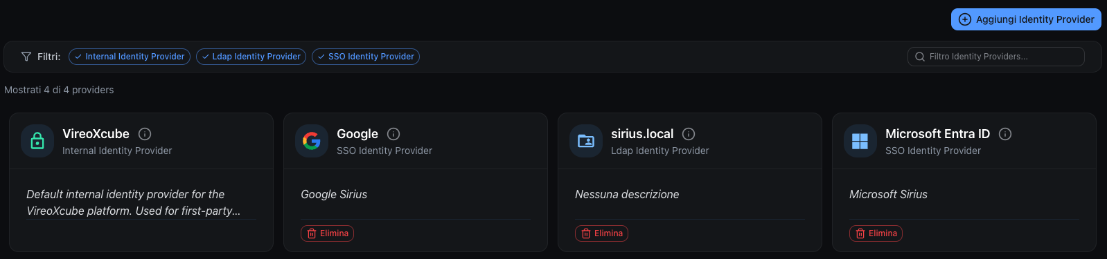 Identity Provider page