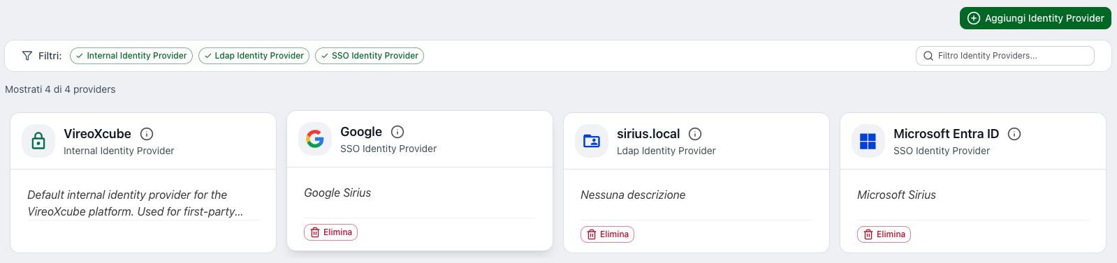 Identity Provider page