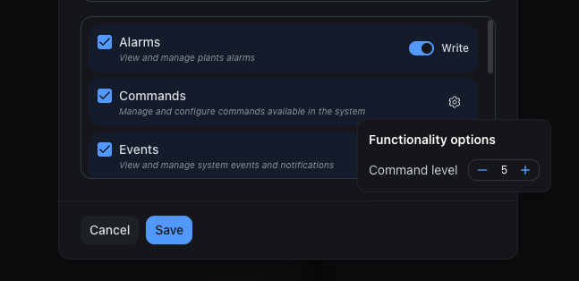 functionality options
