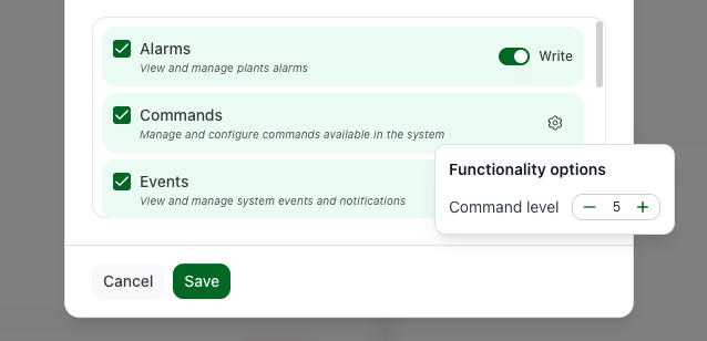 functionality options