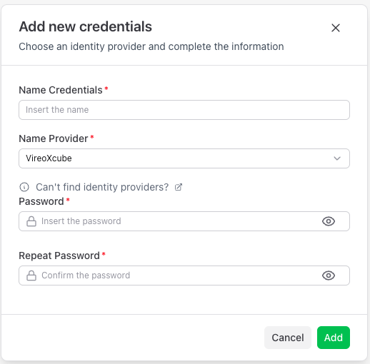Add Credentials