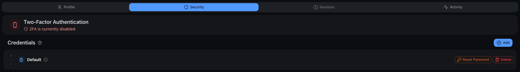 Security tab