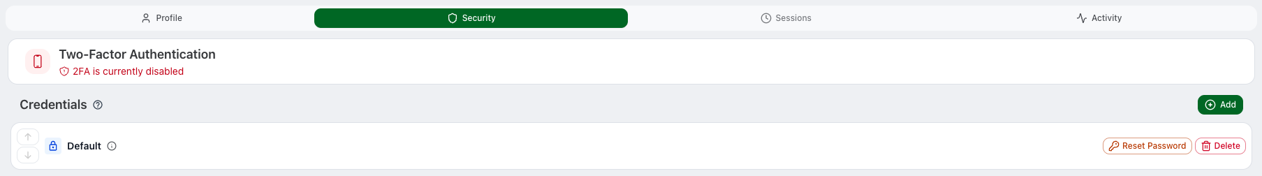 Security tab