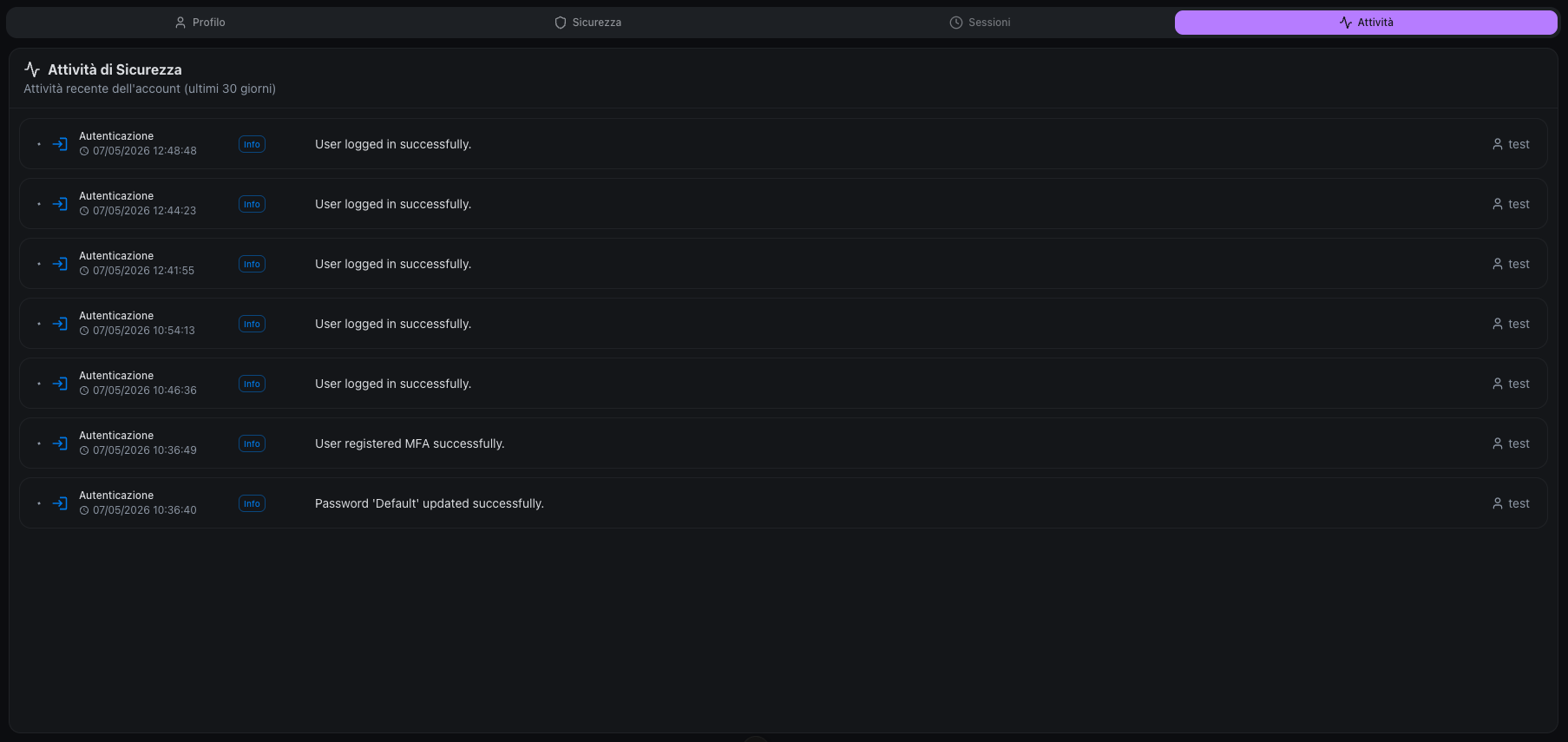 activity tab